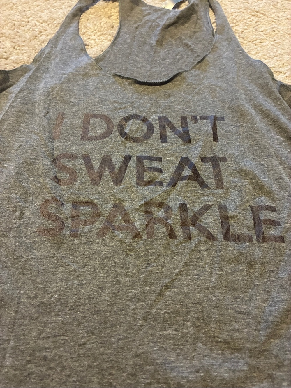 “I DON'T SWEAT I SPARKLE' Next Level Apparel Gray Racerback tank with text